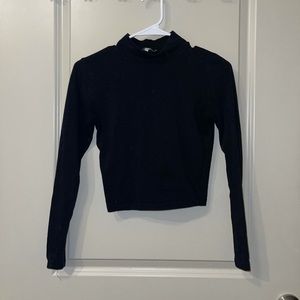 black cropped turtleneck